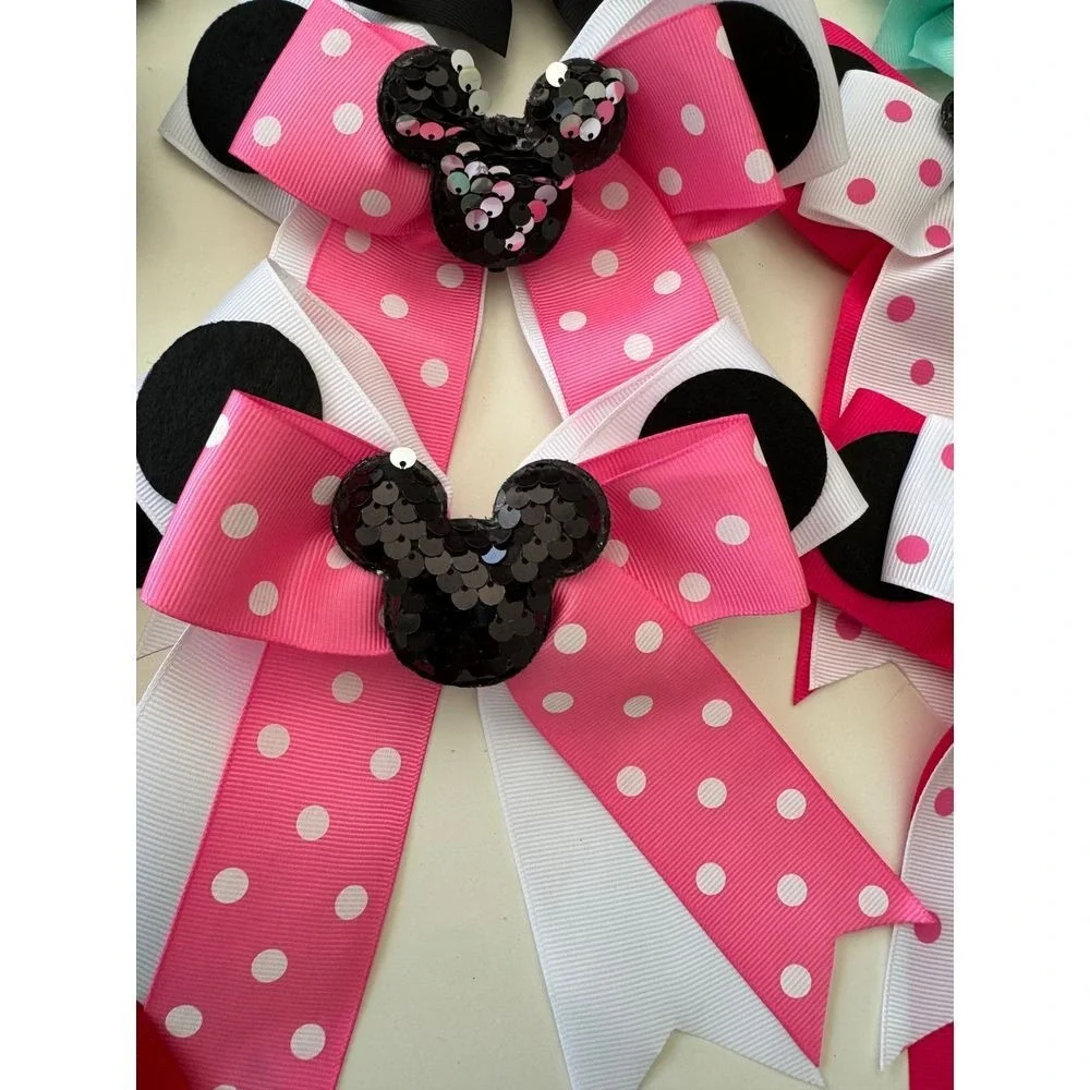 Set of 19 Mickey/Minnie Mouse Bows small and large Disney Fun‎